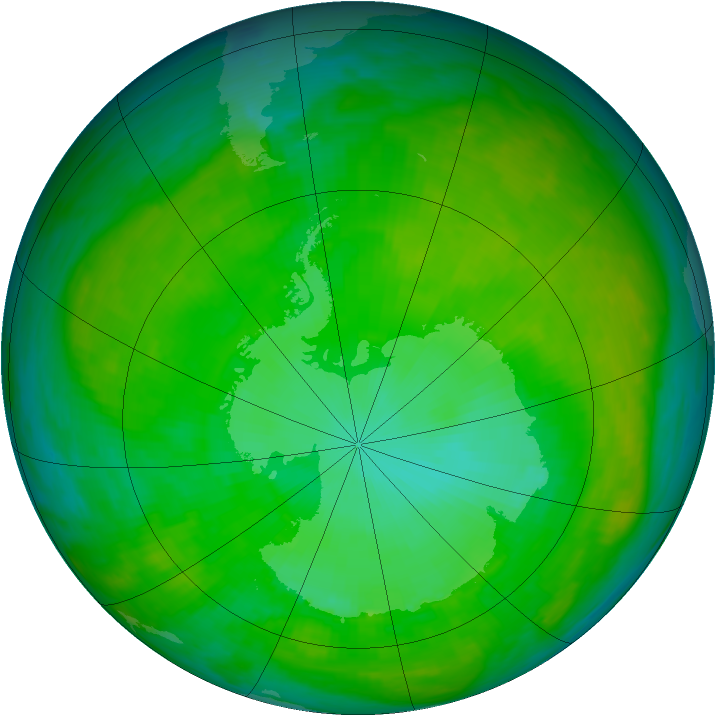 Antarctic ozone map for 30 December 1982